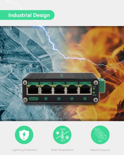 Linovision B09HGWLZSD Industrial 5 Ports Gigabit Solar Poe Switch thumb #3