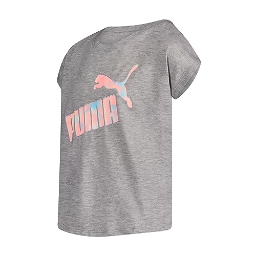 Image of Puma Girls Core Logo Short Sleeve T-Shirt, Crewneck, Soft and Lightweight