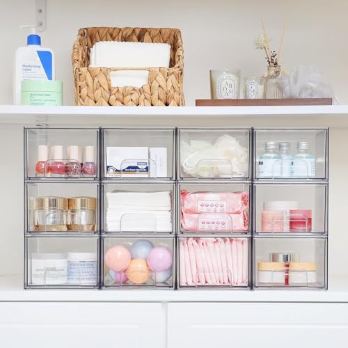 Lrocotanc Lot de 2 Rangement Tiroir - Organisateur de Rangement de Maquillage - Organisateur Transparent pour salle de bain, lavabo, chambre – vue 5