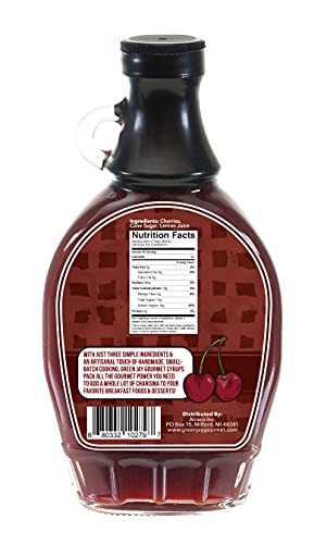 Image of Green Jay Gourmet Cherry Syrup - 3 Ingredient Non GMO Fruit Syrup - 8 oz | Non GMO & Preservative Free, Perfect for Breakfast, Pancakes, Waffles, French Toast, Coffee, Drinks & Desserts