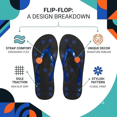 Image of Women's Flip Flops, Red Color,Floral Print, Casual Slippers