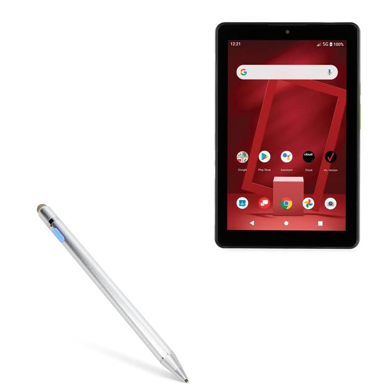 BoxWave Stylus Pen Compatible with Orbic Tab8 5G UW - AccuPoint Active Stylus, Electronic Stylus with Ultra Fine Tip - Metallic Silver
