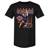500 LEVEL Jordan Clarkson New York Knicks Shattered Men's Premium T-Shirt (Tri Black, Medium)
