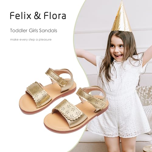 Image of Felix & Flora Toddler Girl Sandals -Flower Girl Dress Shoes Open Toe Little Kid Flats