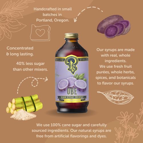 Image of Portland Syrups Ube Syrup - Rich Ube Extract for Cocktails, Mocktails, Sodas, Non-Alcoholic Spritz, Coffee, Smoothies, Shakes, and Recipes, Flavorful Syrup for Drinks, 12 oz, 12 Servings, Pack of 1