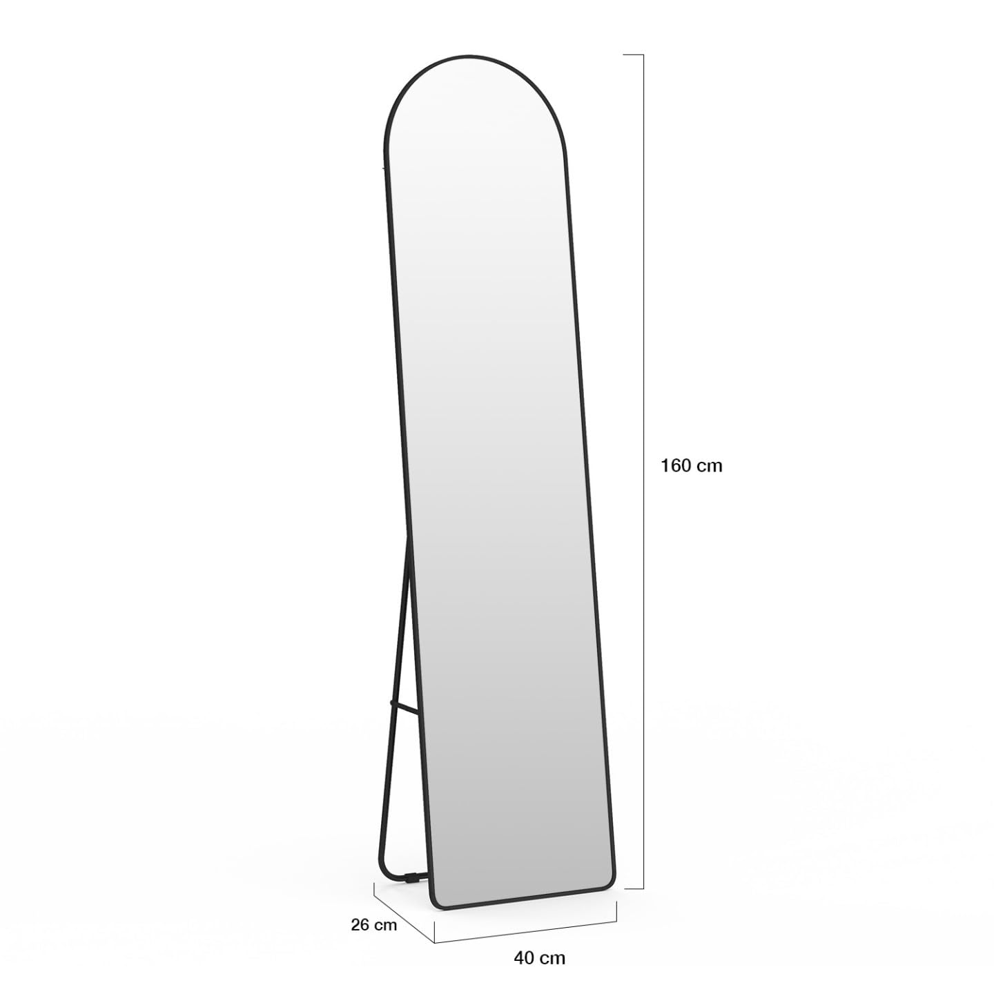 IDMarket - Miroir sur Pied Contour Noir 160 x 40 cm