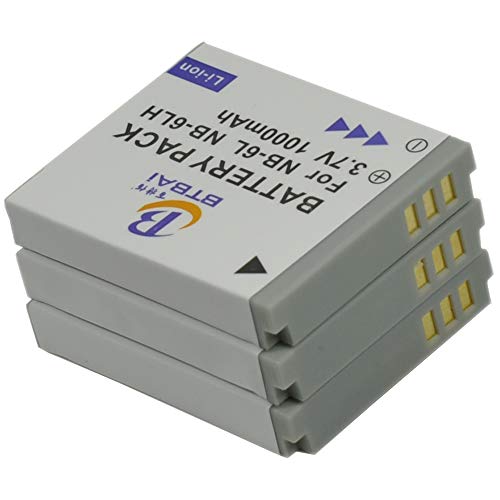 BTBAI 3 baterías de cámara NB-6L + cargador CA/CC individual para NB-6LH powershot sd1200 sd1300 sd3500 sd4000 sd770 sd980 sx170 sx500 es elph 500 hs digital k1a