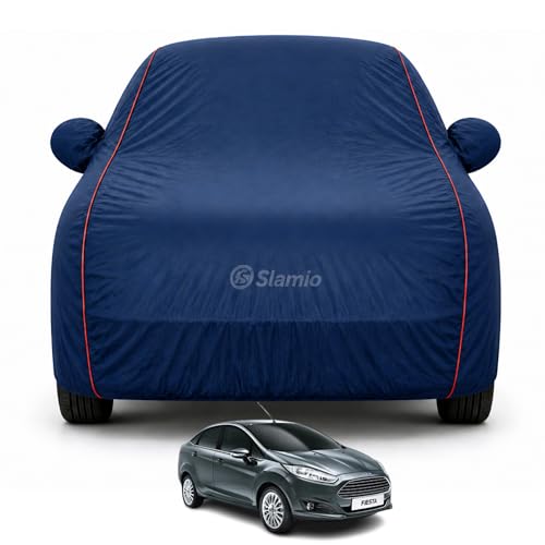 Image of Car Cover for Ford Fiesta | 100% Waterproof Heavy-Duty 3-Layer Car Body Cover | All-Weather Rain, UV, Sun & Dust Protection | Custom Fit | Mirror & Antenna Pockets | Navy Blue
