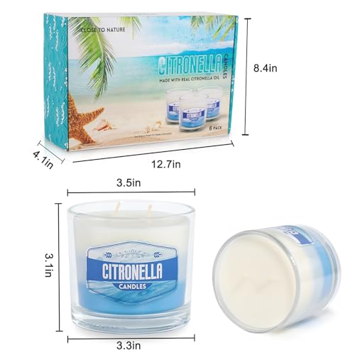 Yinuo Candle CA00772US-JF 6 Pack Citronella Candles Outdoor, 2-Wick Large Citronella Candle For Patio, 60 Oz Fresh Citronella Soy Candle For Home, 450H Long Burn Outside Jar Candles thumb #5