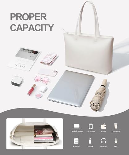 Image of KALIDI Tote Bag Zipper Shoulder Bag Faux Leather Purses Satchel for Women Casual Handbag Work Dating College