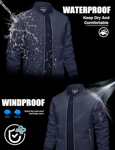 Image of TACVASEN Men's Bomber Jacket, Lightweight Transition Jacket, Aviator Jacket, Spring, Summer, Blouson with Zip Pockets