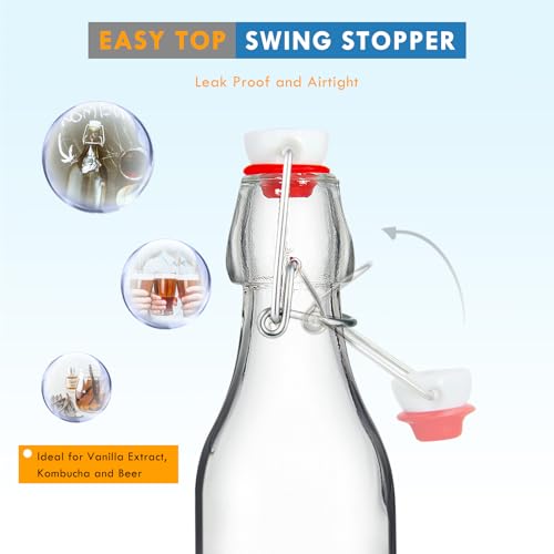 Image of YEBODA 8 oz Clear Swing Top Glass Bottles with Airtight Lids, 12 Pack