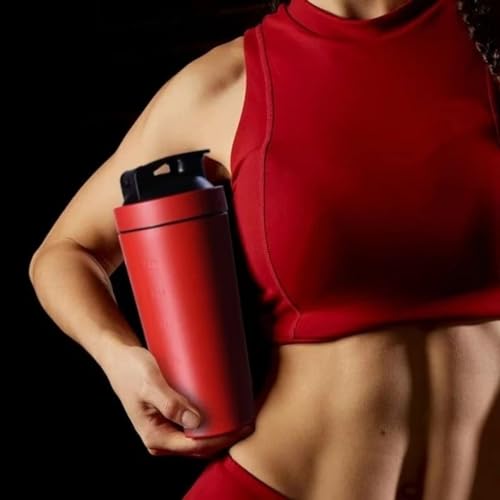Image of YOUONE Stainless Steel Shaker Bottles For Gym - 100% Leakproof Guarantee, Ideal For Protein, Pre Workout, Bcaas & Water Bpa Free Material (Red)