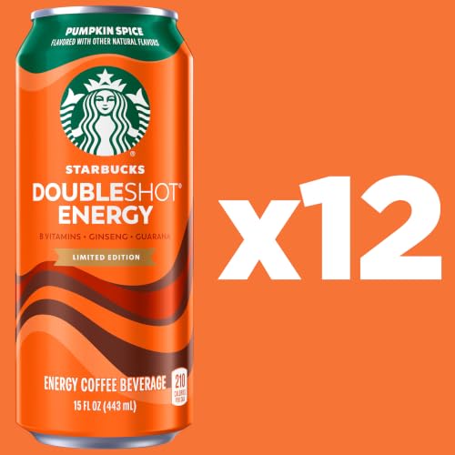 Image of Starbucks Doubleshot Energy Drink, Pumpkin Spice, 15 fl oz Cans (12 Pack) | Iced Coffee, Coffee Energy Drink, Made with Ginseng, Guarana, Riboflavin, Niacin, and B6
