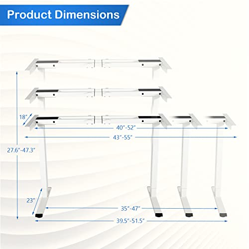 Image of COSTWAY Electric Sit Stand Desk Frame, Dual-Motor Height-Adjustable Standing Desk Base w / 3 Memory Positions & Touch Control Panel, Home Office Computer Desk Frame w /Hook & Cable Tray (White)