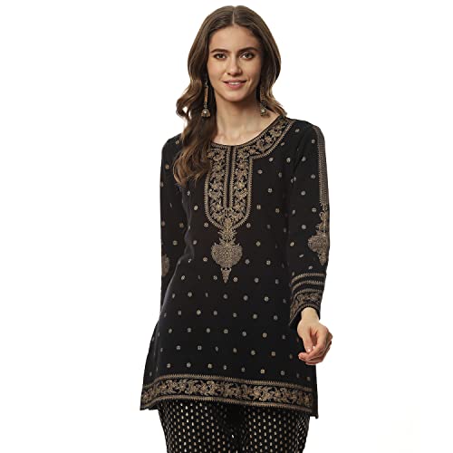 Image of BIBA Women Polyester Blend Straight Fit Printed Straight Kurta