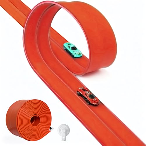 15-Ft Flexible Race Track for 1/64 Scale Cars with Suction Cup, Persimmon - image 1