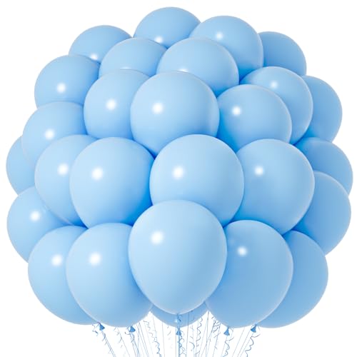 Image of Voircoloria Light Blue Balloons, 66pack 12inch Baby Blue Latex Party Balloons for Boys Girls Birthday Party, Baby Shower, Wedding, Gender Reveal, Baby Shower, Anniversary Party Decorations