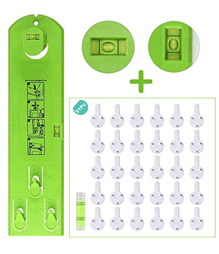 ALFLASH, strumento da appendere per segnare la posizione, con livelli integrati e chiodi invisibili, perfetto per appendere immagini, specchi e orologi, verde