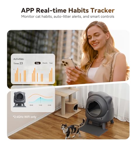 Self Cleaning Litter Box, Automatic Litter Box, FEELNEEDY Odor Control Robot, Cat Ears Design, 65L APP Real-Time Monitor, Cat Litter-Boxs for Multiple Cats, Safety Sensors, with 1 Trash Bag - Image 5