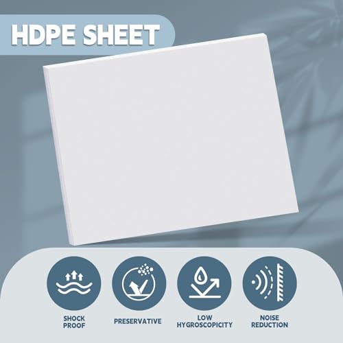 Image of Sasylvia 2 Pcs HDPE Sheet, HDPE Plastic Sheet Flexible High Density Polyethylene Board Solid Plastic Block for DIY Projects for Machining Home(White,1 /2 inchx12 inchx24 inch)