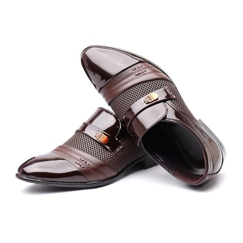 Men's Business Leather Shoes Men's Casual Large Size Shoes Men's Large Size Pointed Shoes Oxfords(Black,10)3