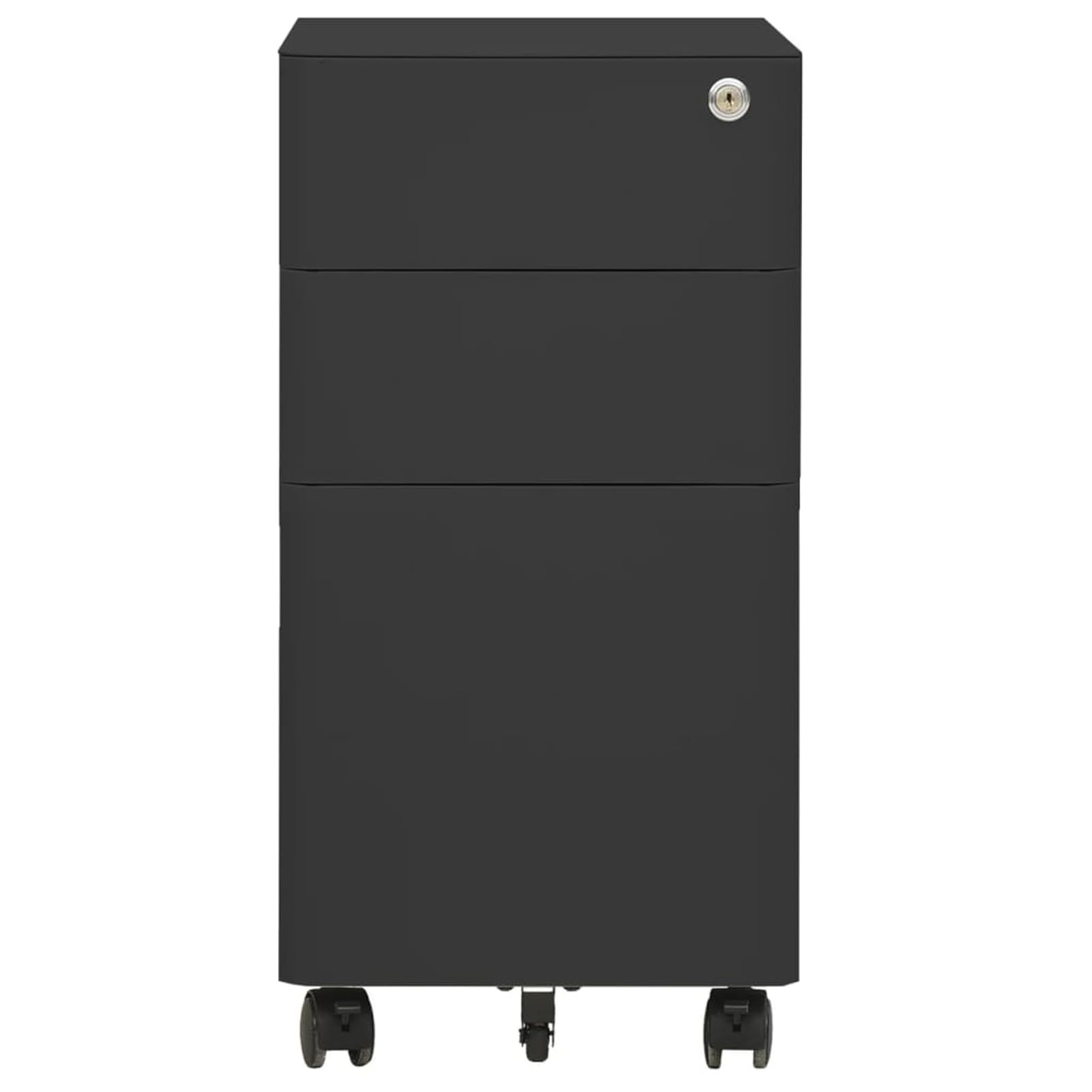 Gecheer Schedario Mobile in Acciaio, 3 Cassetti con Serratura, Barra a Sospensione, Vassoio Portapenne, 30x45x59 cm per Ufficio e Organizzazione Documenti