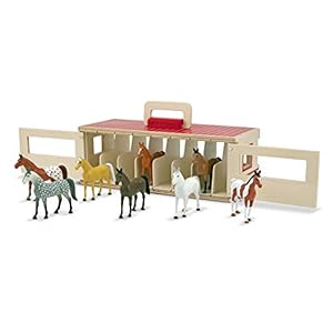 Melissa & Doug Stal voor showpaarden | Fantasiespel | Draagbare speelset voor kinderen | Creatief spelen | 3+ | Cadeau voor jongens en meisjes