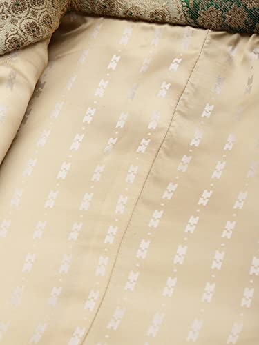 Image of MANQ Men Fawn Woven Jaquard Silk Nehru Jacket