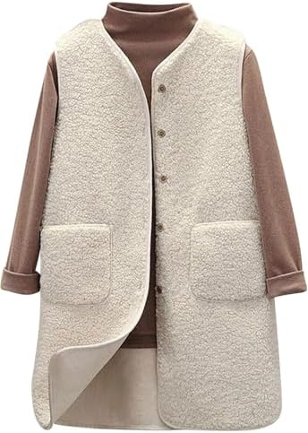 Lange teddy fleece gilet voor vrouwen, UK dames lichtgewicht