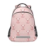Kcldeci Pig Pink Polka Dot Kids Backpack Elementary Backpacks Girls Boys School Bag Bookbag Daypack Travel Bag Rucksack