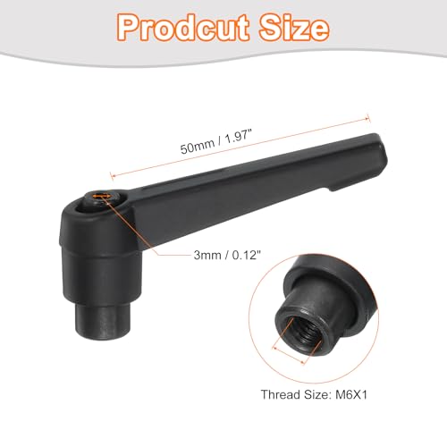 Image of uxcell 2Pcs M6 Adjustable Knobs Handle Female Thread Push Button Ratchet Quick Release Locking Rotating Bolt for Lathe Machinery, Black