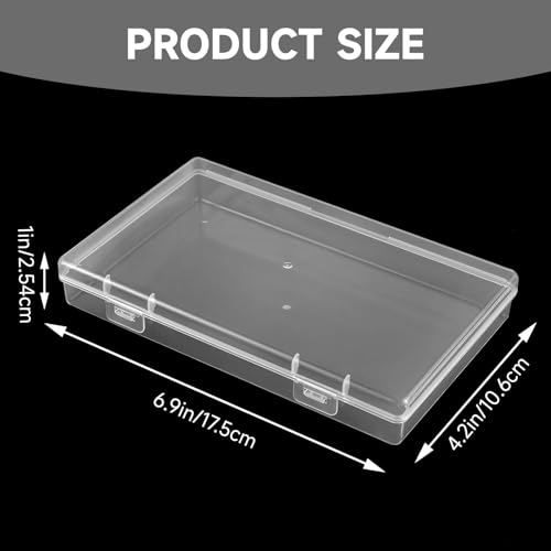 Image of Lemecima 6 Pack Rectangular Clear Plastic Storage Containers Box with Hinged Lid for Beads and Other Small Craft Items (6.9 x 4.2 x 1 inch)