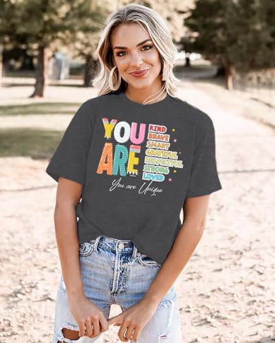 Teacher Shirts Women You are Alphabet Teachers Graphic T-Shirt Back to School Tees Inspirational Kindness Tee Tops4