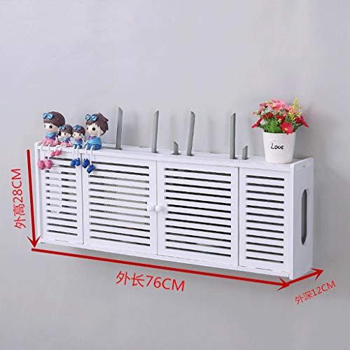 Étagère pour routeur sans fil – Boîte de rangement multimédia en bois et plastique WiFi flottant pour la configuration du réseau à domicile et au bureau