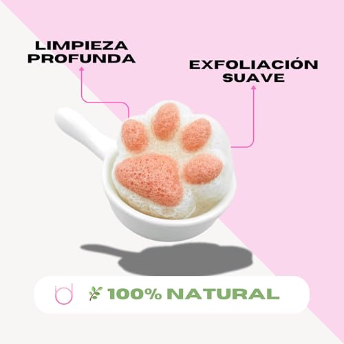 ILDIVA Konjac Cat – Esponja Facial Natural para Limpieza Profunda – Exfoliación Suave, Hipoalergénica y 100% Biodegradable – Ideal para Todo Tipo de Piel – Diseño Adorable Gato - imagen 2