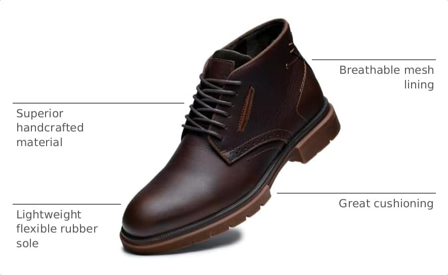 Image of Arkbird Men's Chukka Boots, Leather Ankle Dress Boot Casual Oxfords Lace Up Work Shoes
