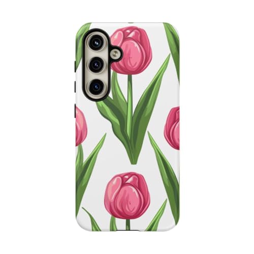 Coque Samsung S24 tulipe rose rigide mate motif floral chic