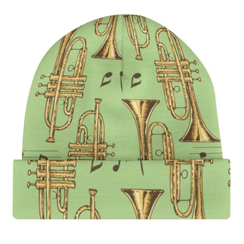 Golden Trombones of Music Notes Pattern Kids Beanie Hat for for Girls Boys Children Cap Winter Knitted Chemo Cancer Headwear Accessories Gifts Decoration4