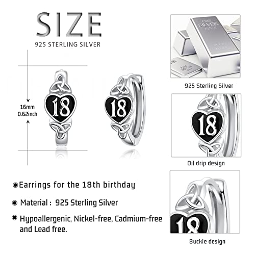 18 Year Old Girl Birthday Gifts / 18Th Birthday Gifts For Girls Daughter 925 Sterling Silver Heart Celtic Knot Huggie Hoop Earrings For Women Girlfriend Sister Mothers Day Christmas Anniversary Graduation Jewelry #TOP1
