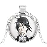 Black Butler Pendant Glass Cabochon Necklace Kuroshitsuji Ciel Phantomhive Sebastian Grell Madame Necklace