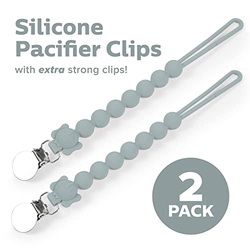 Image of Silicone Pacifier Clip - One-Piece Unisex Pacifier /Teether Holder for Baby Boys & Girls | Pack of Two