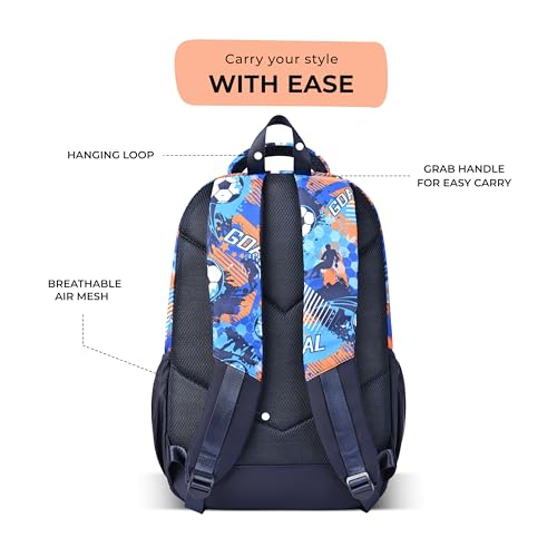 Image of Gear Athletic 17 inch /20L Medium Water Resistant School Bag /Casual Backpack /Daypack /Laptop Bag for Boys /Girls (Navy Blue - White)