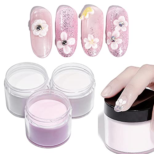 BOLT BEE ACRYLIC POWDER FOR NAIL ART COMBO PACK- 30 GMS EACH PACK OF 3- SHADE- PINK, WHITE & CLEAR 2