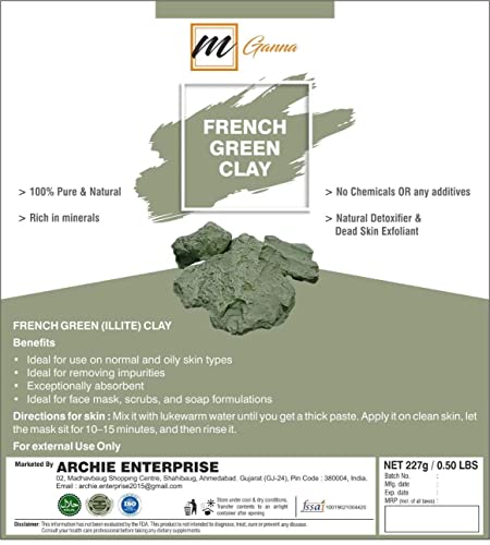mGanna French Green Clay Powder 100 g / 0.22 lbs, 100 g (Pack of 1) - Image 2