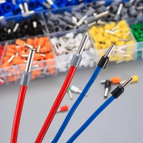 Aderendhülsen Set 1200 Stück, Aderendhülsen 0,5 mm² - 10 mm², Isolierte Aderendhülsen Sortiment, Aderendhülse Set für Drahtverbindung