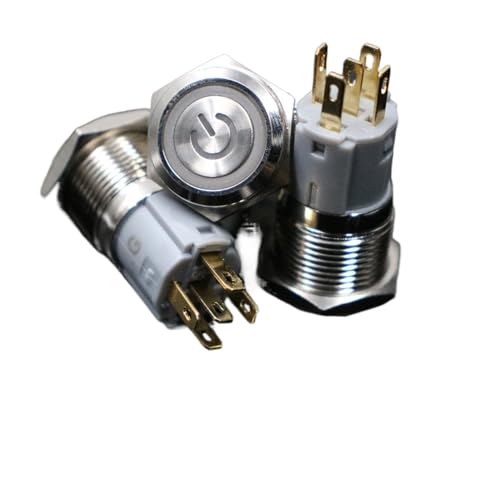 Bouton poussoir étanche résistant à l'humidité bouton métal 16mm 6V