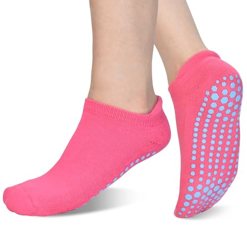 Image of ELUTONG Pilates Non Slip Grip Socks for Women 1-4 Pairs Yoga Barre Ballet Workout Hospital Grippy Sock