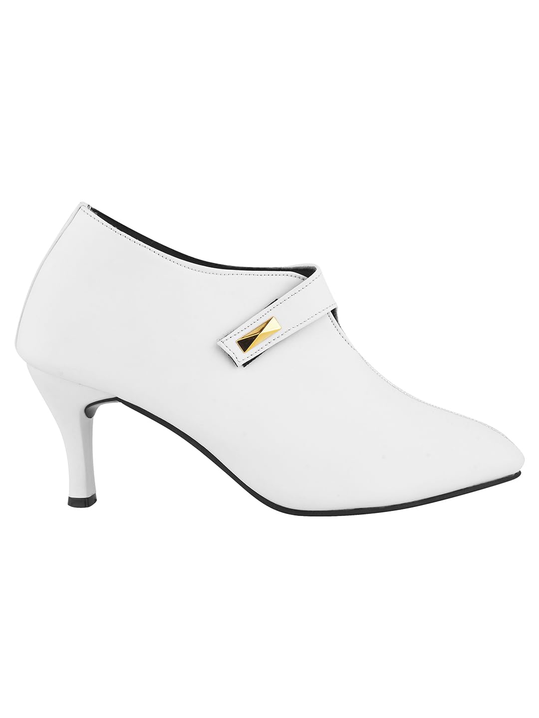Women's Pointed Toe Heeled Bellies – Elegant Slip-On Pumps with Strap Detail | Office Shoes-image-41