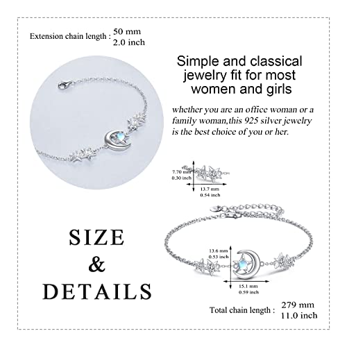 YAFEINI Celestial Elegance Moon and Star Anklet for Women in 925 Sterling Silver - Perfect Jewelry Gift for Any Occasion - Image 3